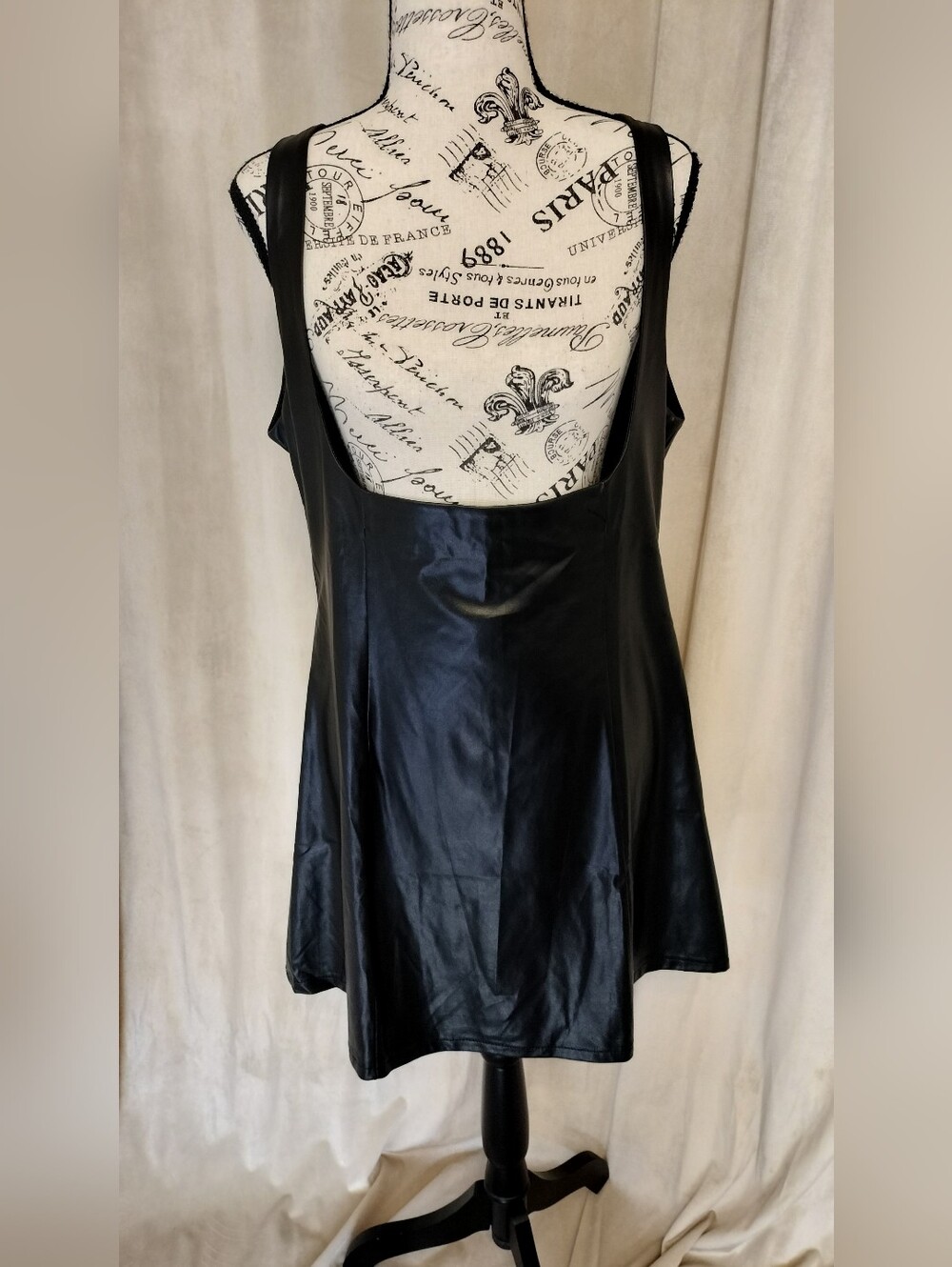 NWOT! Fashion Noma Black Vegan Leather Sleeveless Underbust Mini Dress. Size XL